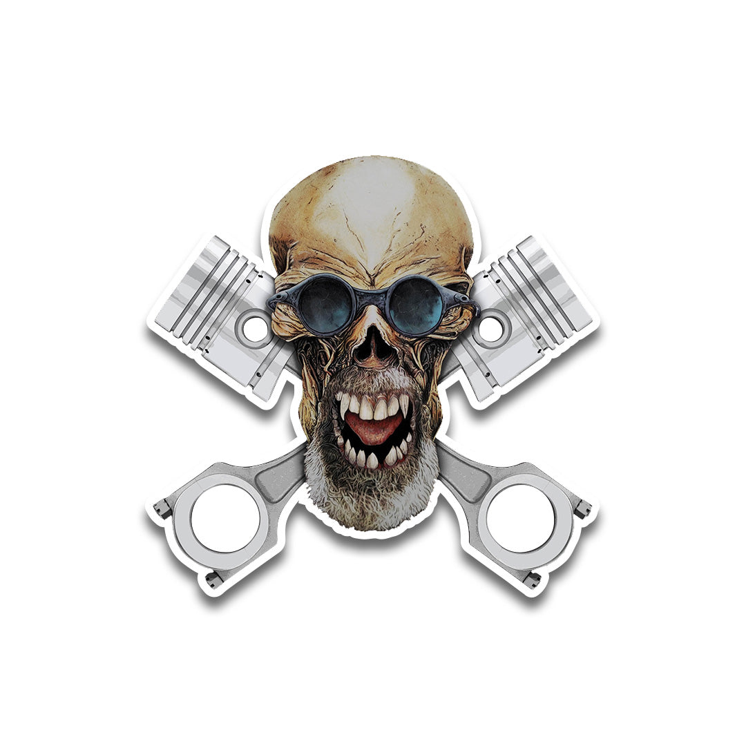 Skull and Pistons Sticker